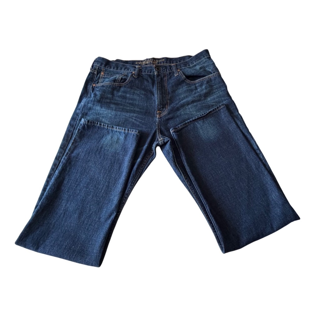 American Eagle Relaxed Straight Leg Jeans Mens 38x34 Dark Wash Denim 100% Cotton